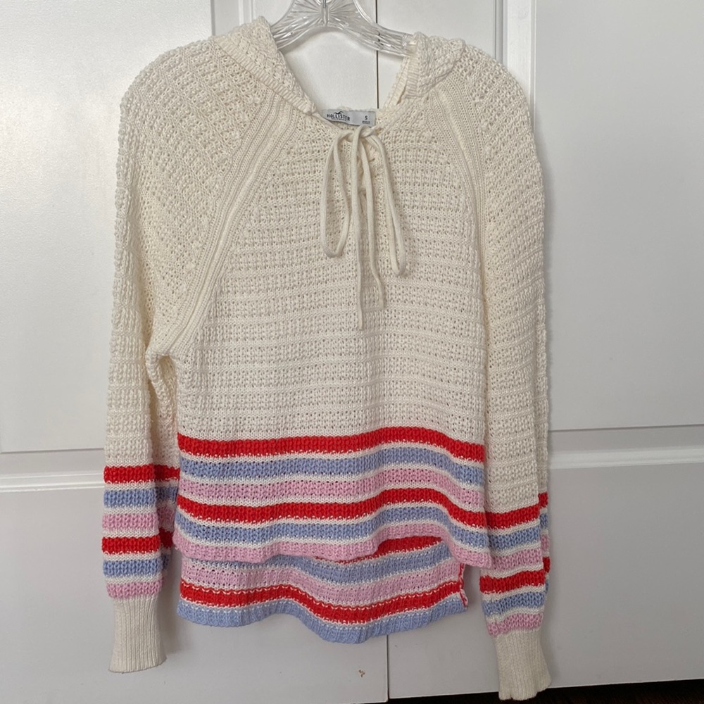 Cute Hollister knit sweater with hood.
